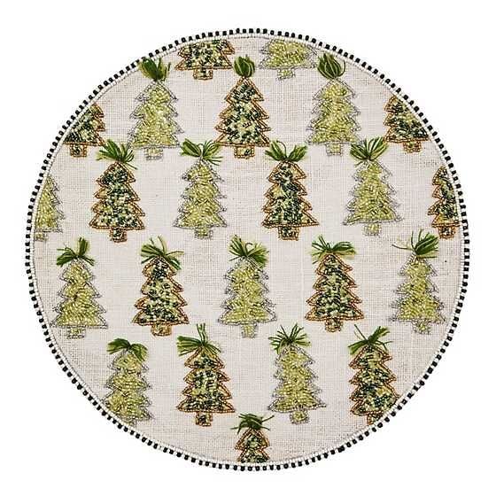 Farmhouse Trees Round Beaded Placemat
