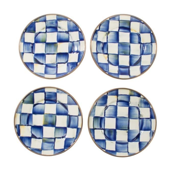 Royal Check Enamel Appetizer Plates - Set of 4