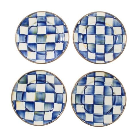 Royal Check Enamel Appetizer Plates - Set of 4