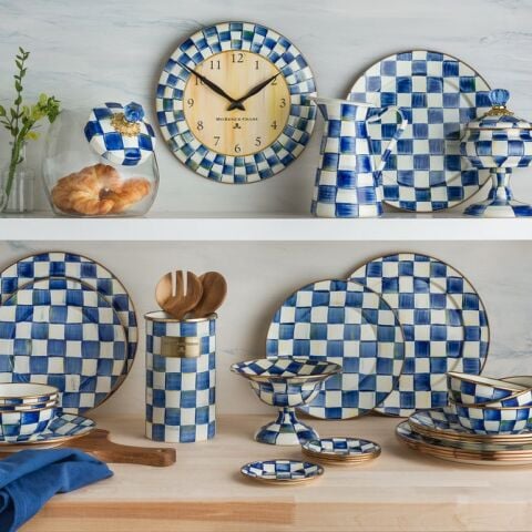 Royal Check Enamel Appetizer Plates - Set of 4