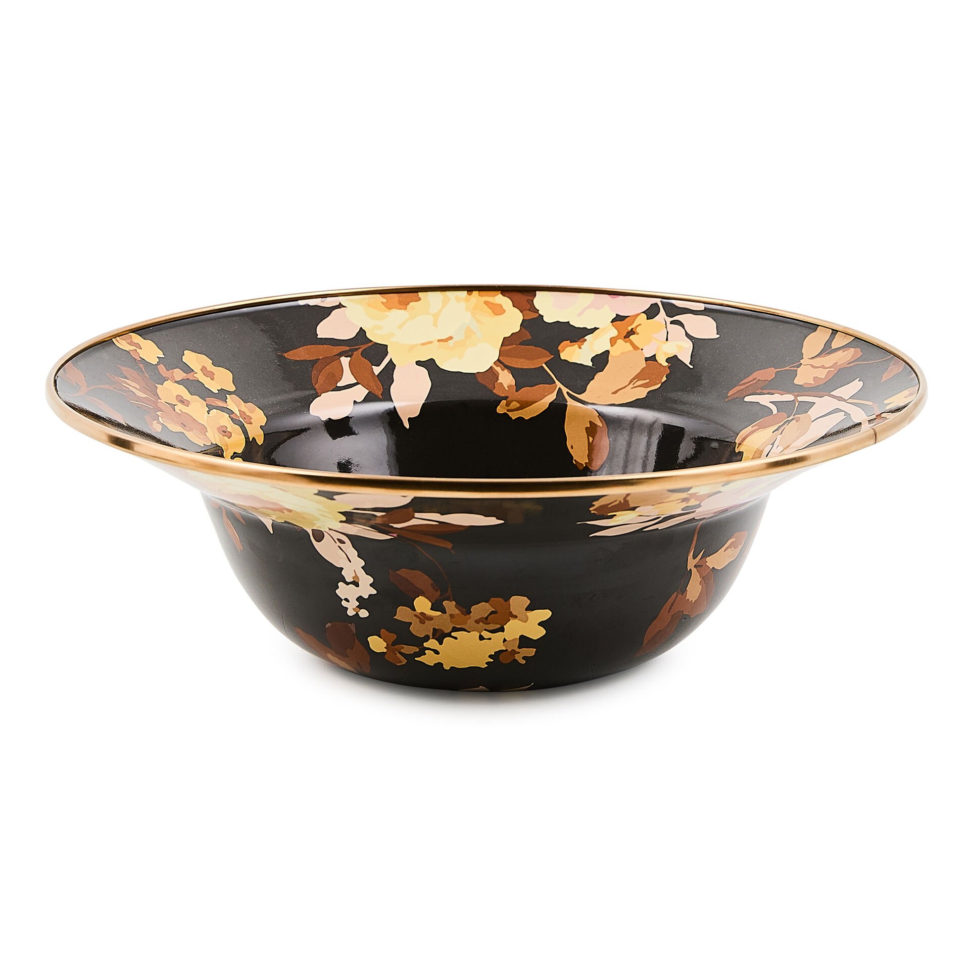 Wild Rose Brown Serving Bowl
