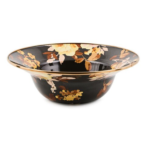 Wild Rose Brown Serving Bowl