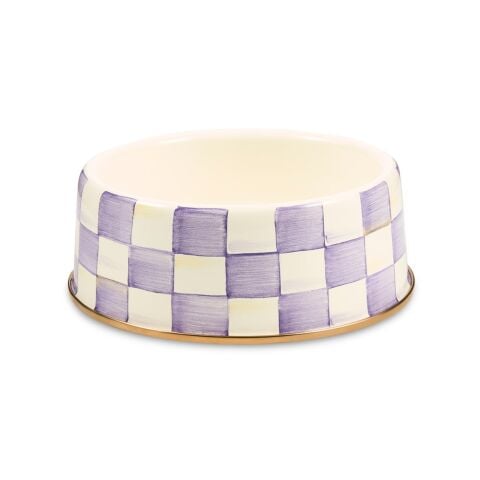 Violet Check Large Pet Dish