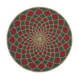 Kaleidoscope Beaded Placemat - Red and Green