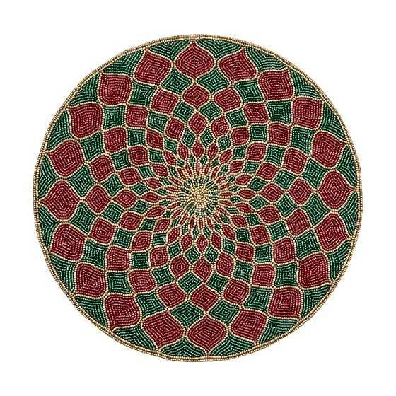 Kaleidoscope Beaded Placemat - Red and Green