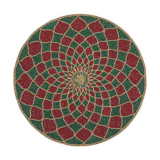 Kaleidoscope Beaded Placemat - Red and Green