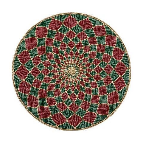 Kaleidoscope Beaded Placemat - Red and Green