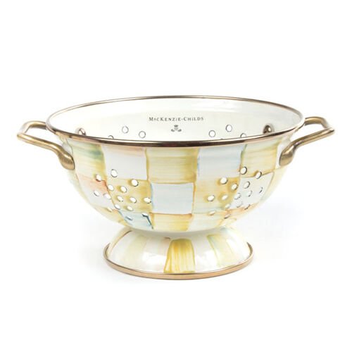 Parchment Check Enamel Colander - Small