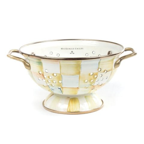 Parchment Check Enamel Colander - Small