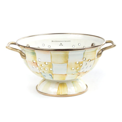 Parchment Check Enamel Colander - Small