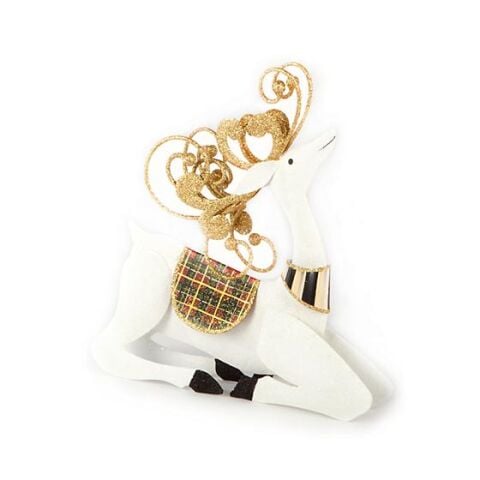 Sitting Snow Deer - Tartan