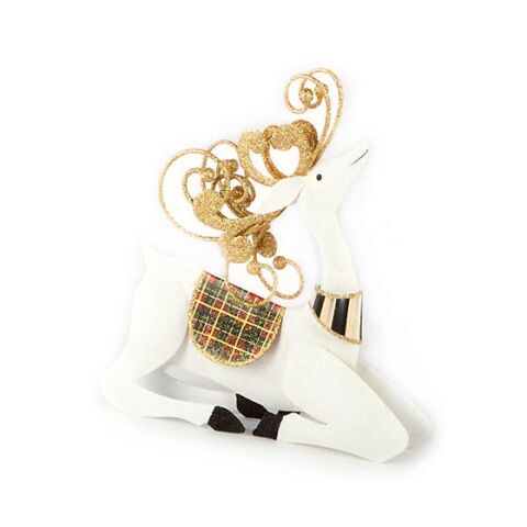 Sitting Snow Deer - Tartan