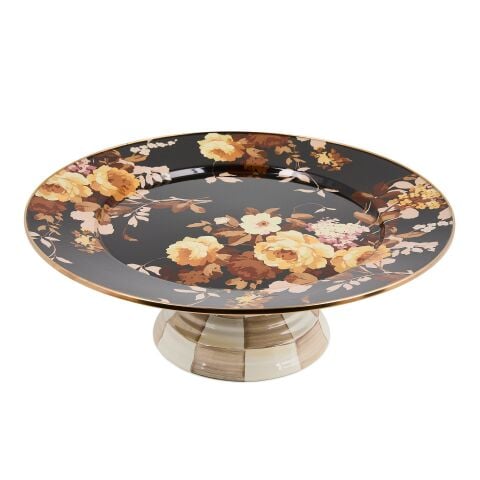 Wild Rose Brown Large Pedestal Platter