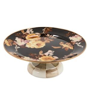 Wild Rose Brown Small Pedestal Platter