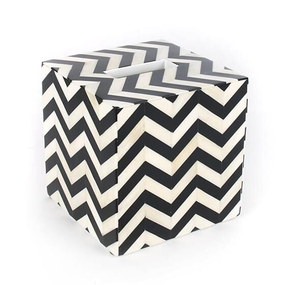 Piazza Boutique Tissue Box Holder - Black & Ivory