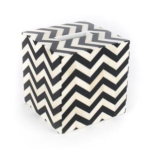 Piazza Boutique Tissue Box Holder - Black & Ivory