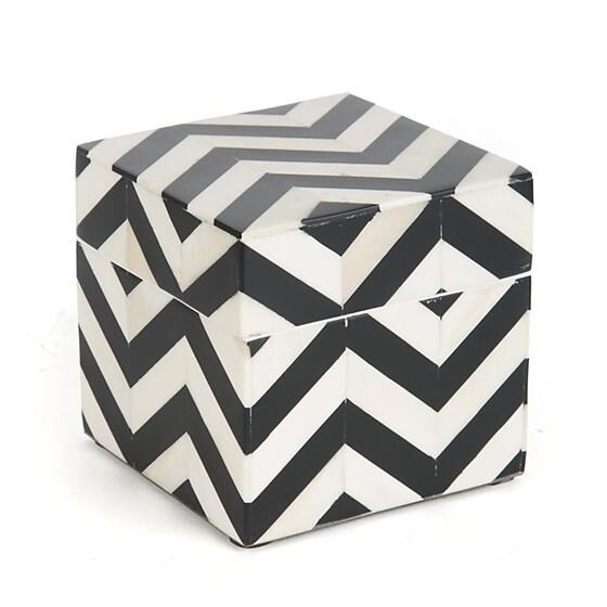 Piazza Lidded Box - Black & Ivory