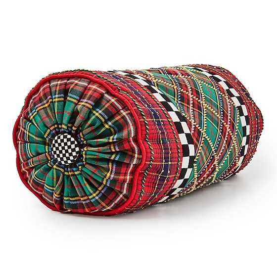 Tartan Beaded Bolster Pillow