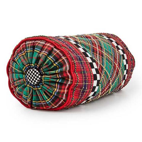 Tartan Beaded Bolster Pillow