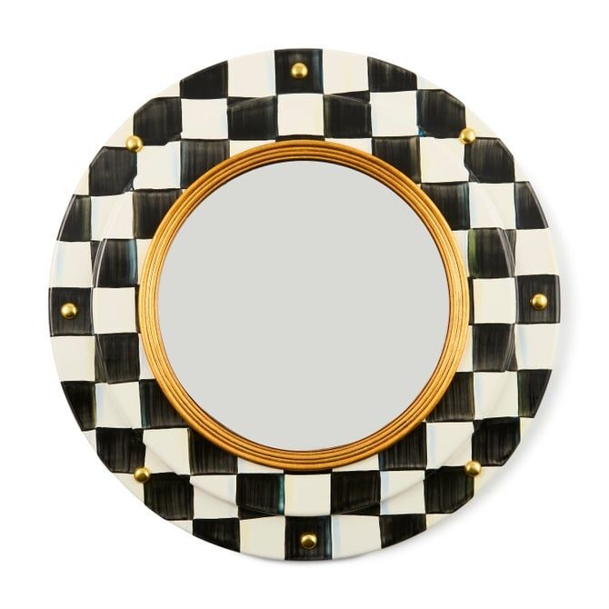 Courtly Check Enamel Wall Mirror-Round