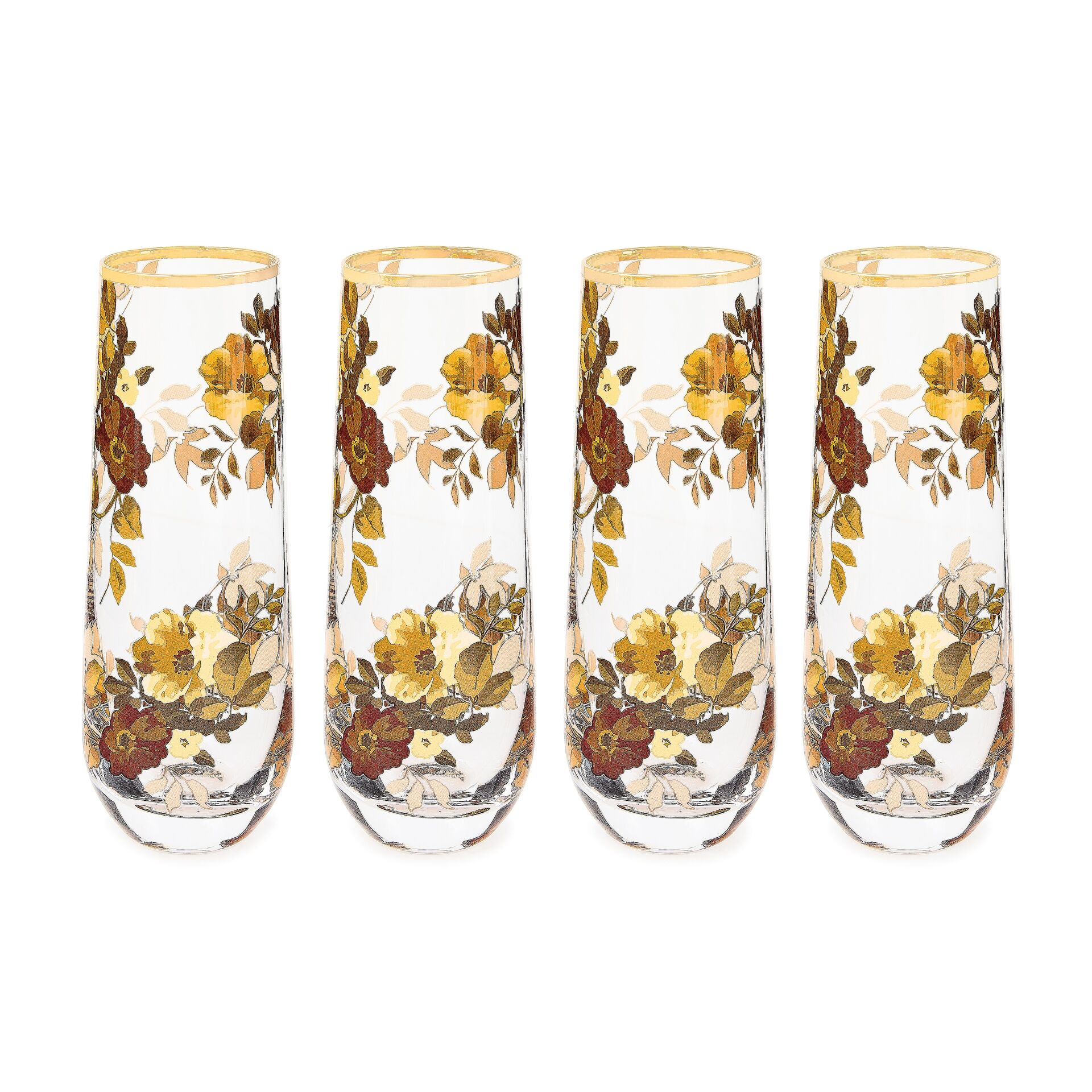 Wild Rose Stemless Flute, Set of 4