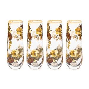 Wild Rose Stemless Flute, Set of 4