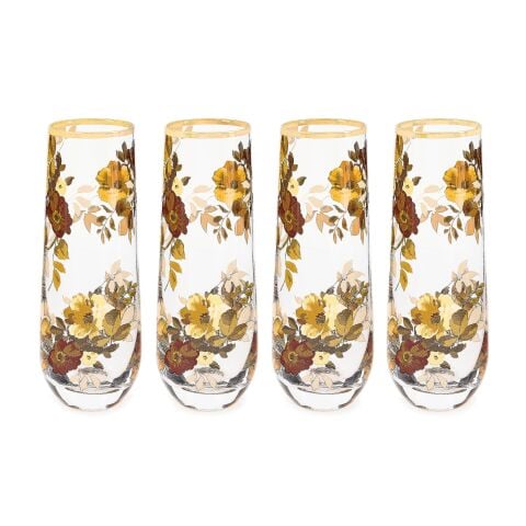 Wild Rose Stemless Flute Set of 4