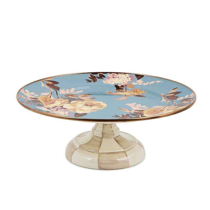 Wild Rose Slate Small Pedestal Platter
