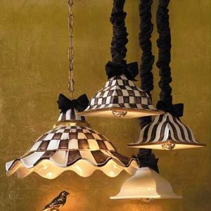 Fluted Hanging Lamp - Courtly Check