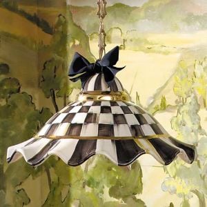 Fluted Hanging Lamp - Courtly Check