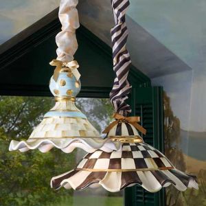 Fluted Hanging Lamp - Courtly Check