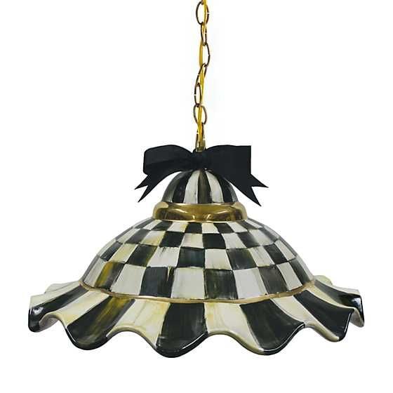 Fluted Hanging Lamp - Courtly Check