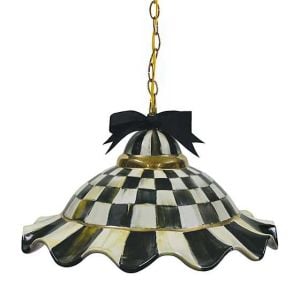Fluted Hanging Lamp - Courtly Check