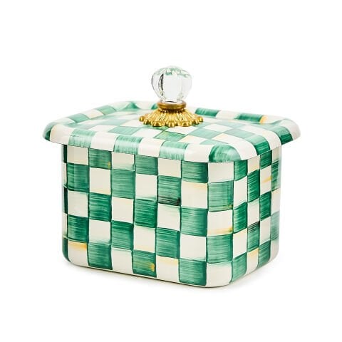 Emerald Check Recipe Box