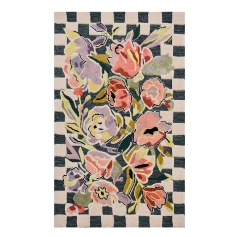Ranunculus and Checks 2'3'' x 3'9'' Rug