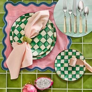 Emerald Check Charger/Plate