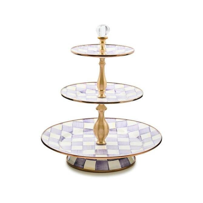 Violet Check Three Tier Sweet Stand