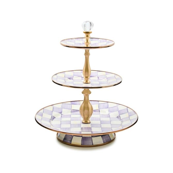 Violet Check Three Tier Sweet Stand