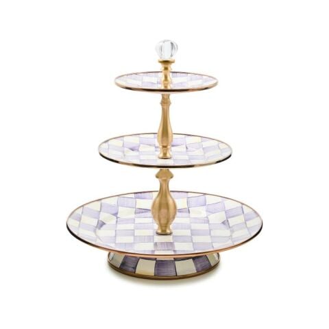 Violet Check Three Tier Sweet Stand