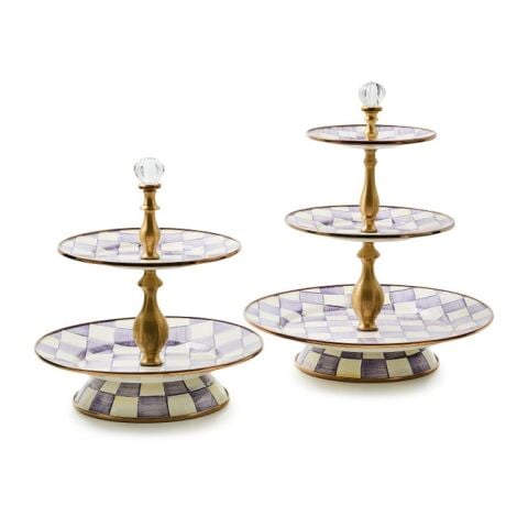 Violet Check Three Tier Sweet Stand