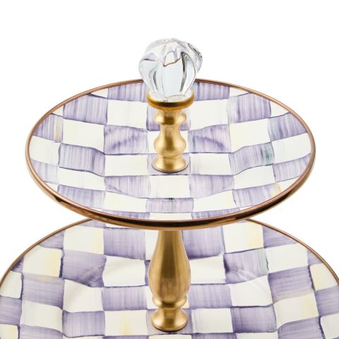 Violet Check Three Tier Sweet Stand