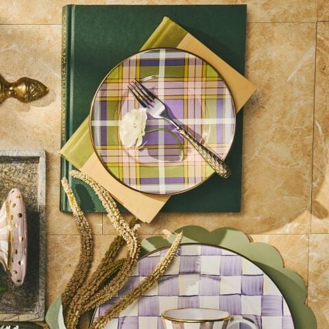 Tartan Violet Salad Dessert Plate