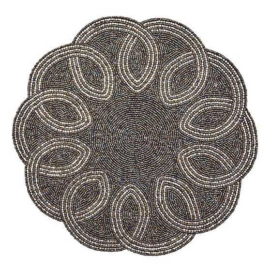 Scalloped Black & Silver Beaded Placemat