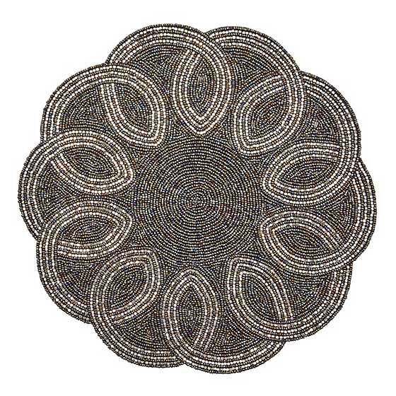 Scalloped Black & Silver Beaded Placemat
