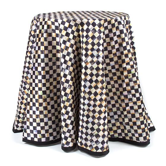 90'' Round Courtly Check Tablecloth - Black Trim