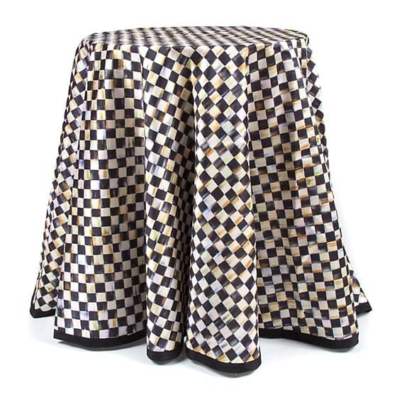 229 cm Round Courtly Check Tablecloth - Black Trim