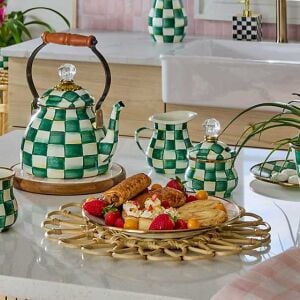Emerald Check Lidded Sugar Bowl