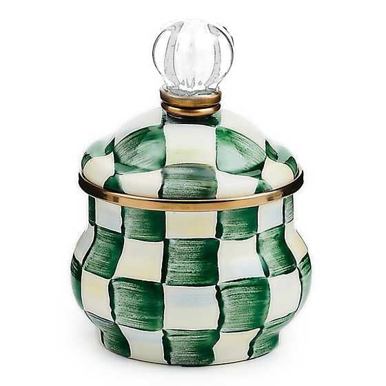 Emerald Check Lidded Sugar Bowl