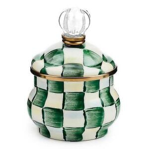 Emerald Check Lidded Sugar Bowl