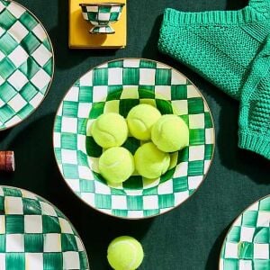 Emerald Check Serving Bowl